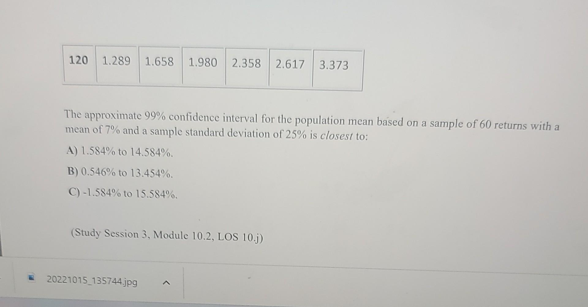 based on a sample of 60 returns with a mean of 7%