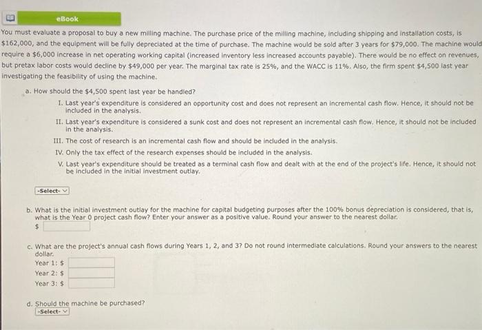  the evaluate a proposal to buy a new miling machine. The