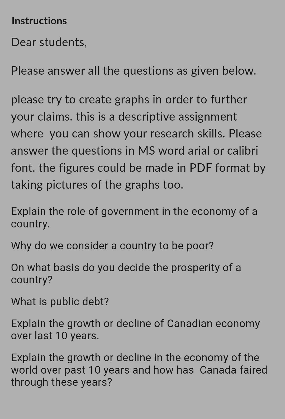 Instructions Dear students, Please answer all the questions as given below.