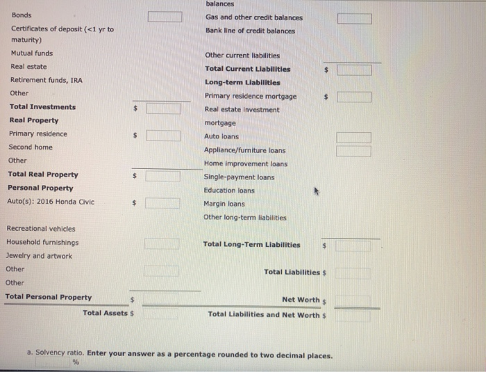 her assets and liabilities as of June 30, 2016: 180 Cash on