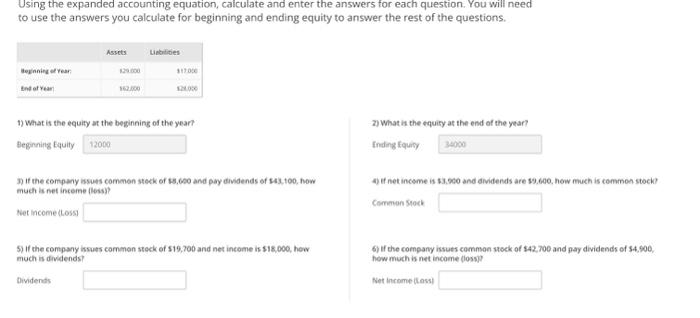 Please answer questions 1-6 and show work/provide explanations Using the expanded accounting