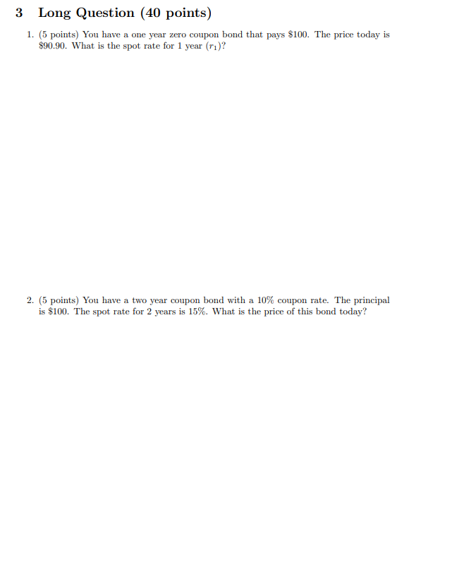 ANSWER 3&4 3 Long Question (40 points) 1. (5 points) You
