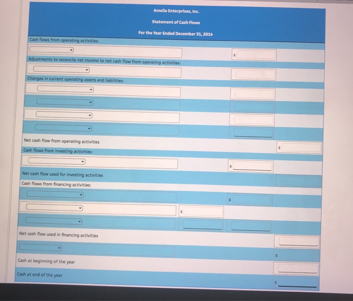 sheet of Amelia Enterprises, Inc. at December 31, 2014 and 2013, is