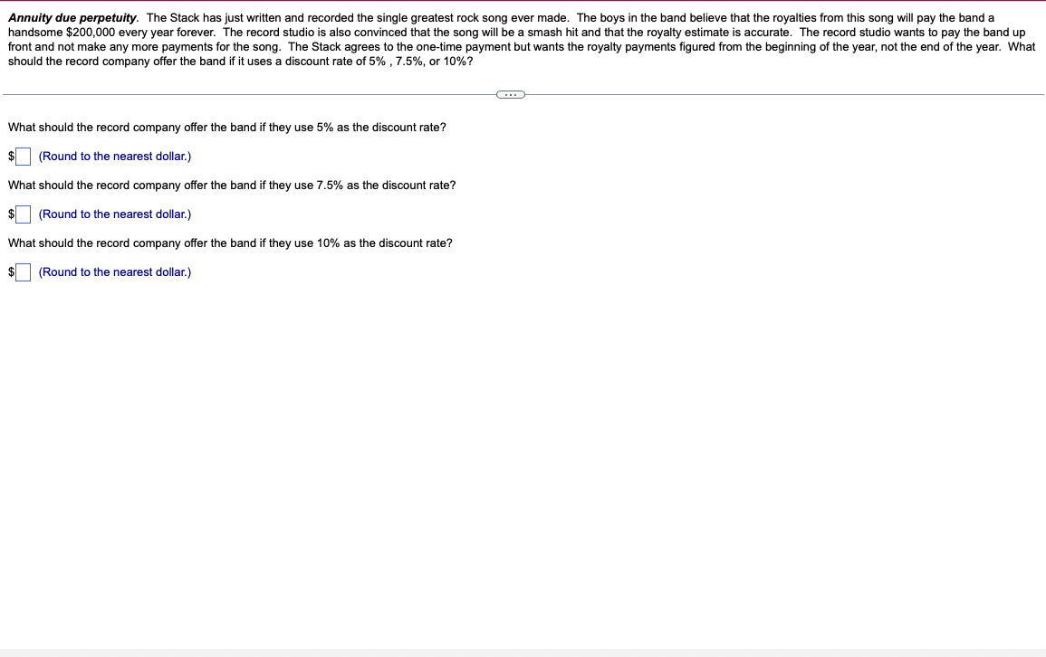 Annuity due perpetuity. The Stack has just written and recorded the