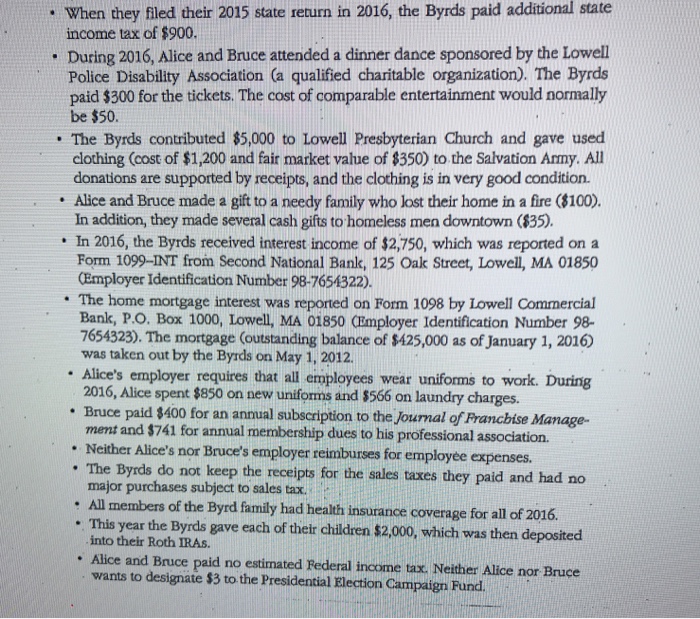 retun. Their Social Security numbers are 123-45-6789 and 111-11-1112, respectively. Alice's birthday