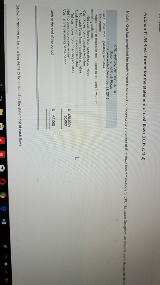 Problem 11-2B Basic format for the statement of cash flows (L011-2,