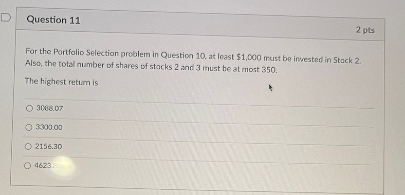 stocks 1, 2 and 3, which have selling prices of $45, $80
