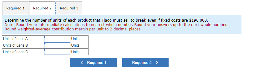 break even if fixed costs are $196,000. 3. Determine how many units