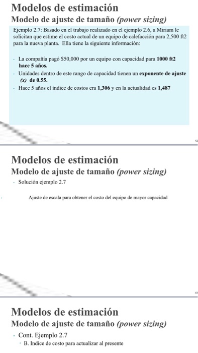Find the two solution for this problem(power sizing): Basado en el trabajo