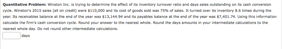 Please help answer the quantitative question, and show work. Thank you