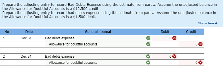 doubtful accounts. I already figured out the estimated balance of allowance for