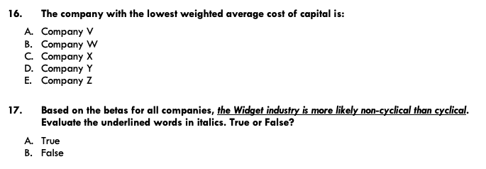 Company V, Company W, Company X, Company Y, and Company Z. Assume