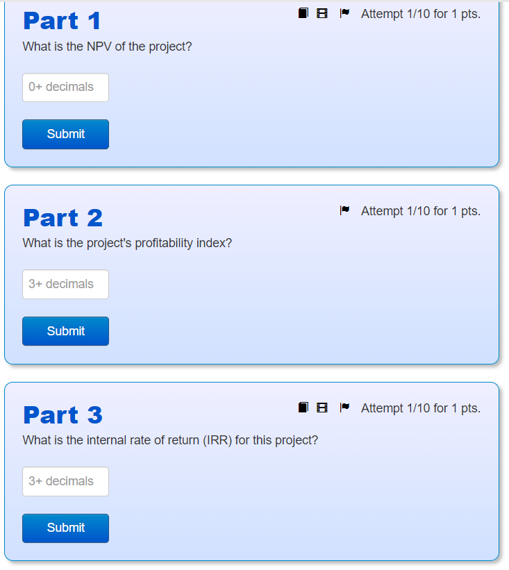 that will have the following free cash flows (FCF) (in $ million):