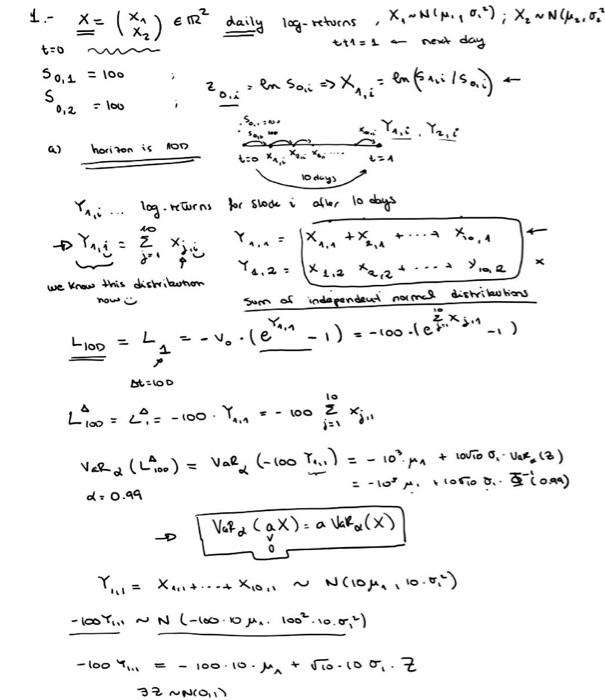 Thanks! 1. Let (X1, X2) be a vector of daily log returns