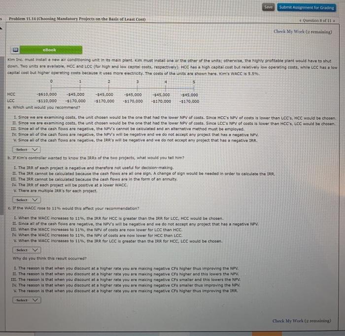  Save Submit Assignment for Grading 3 Problem 11.14 (Choosing Mandatory Projects