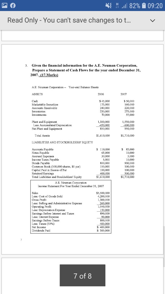 Vull 82% 09:20 Read Only - You can't save changes to