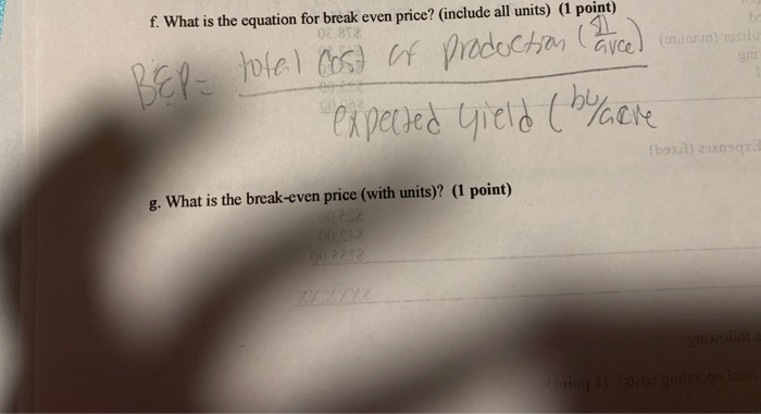 budget provided) VO Organic Corn Budget Receipts Com Sales Quantity Price Total