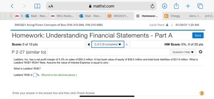  AA mathxl.com + WE Mail - Ree. WU-Natio... Mail - Ree...