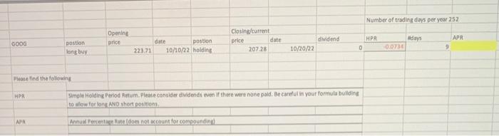 Calculate the APR using the data provided. 