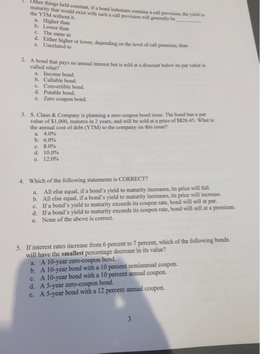  give me 5 types answer Other things held constant, if a