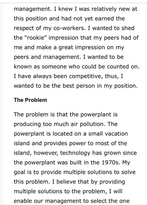 powerplant was producing too much air pollution. I offered a few explanations