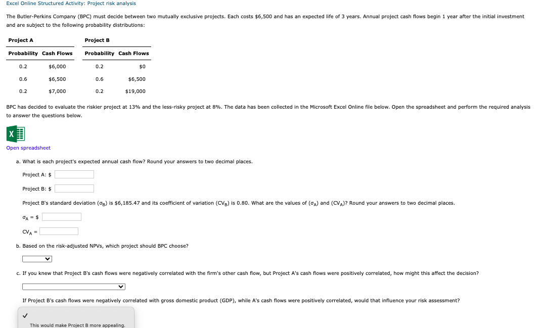  Excel Online Structured Activity: Project risk analysis and are subject to