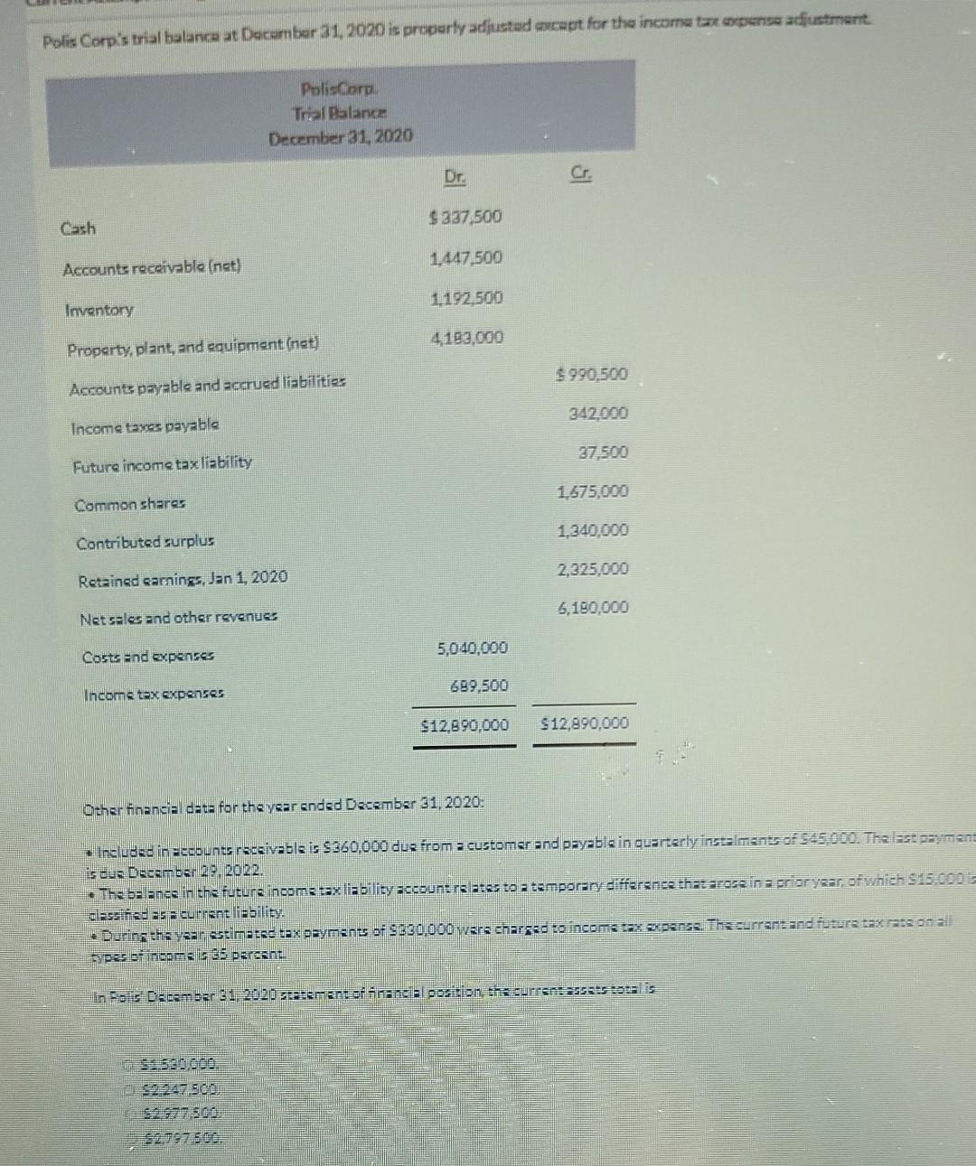  I need the current assets total I need step by step