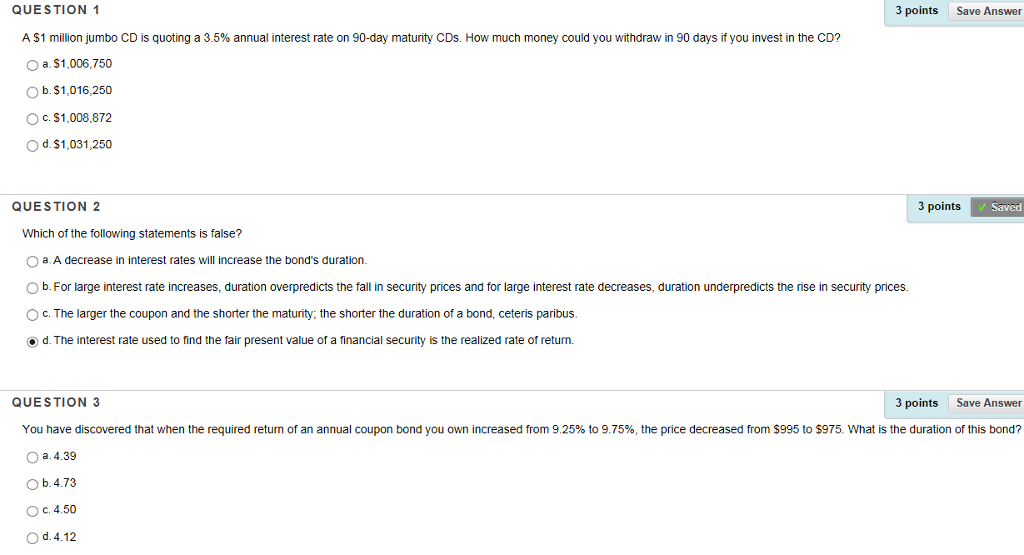 PLEASE ANSWER ALL QUESTIONS FOR THUMBS UP QUESTION 1 3 points Save