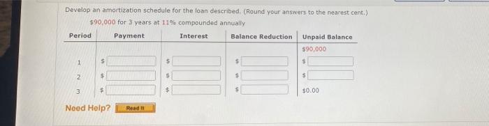can someone help Develop an amortization schedule for the loan described. (Round