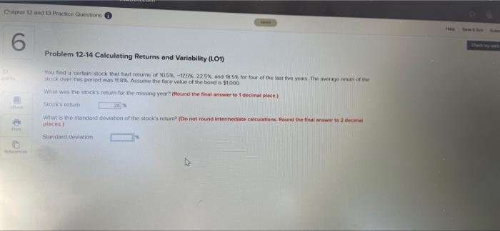  Chapter 12 and 13 Practice Questions 10 6 Problem 12-14 Calculating