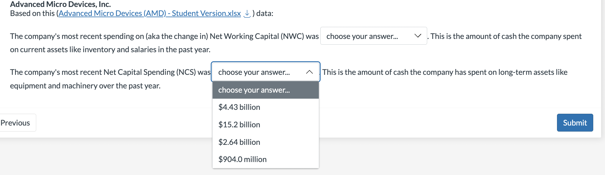Based on this (Advanced Micro Devices (AMD) - Student Version.xlsx ) data:
