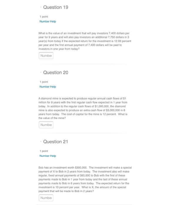 all - Question 19 1 point Number Help What is the value