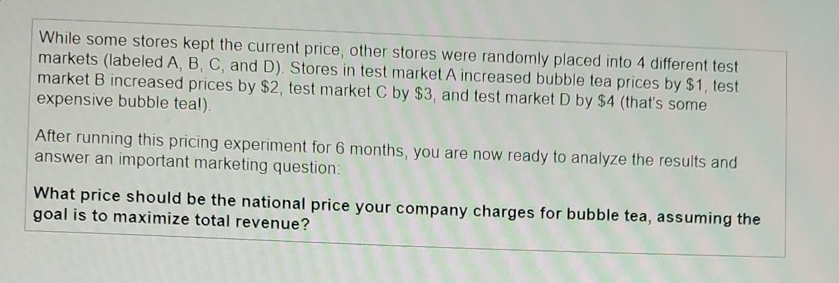you are the head of marketing for a national chain of bubble
