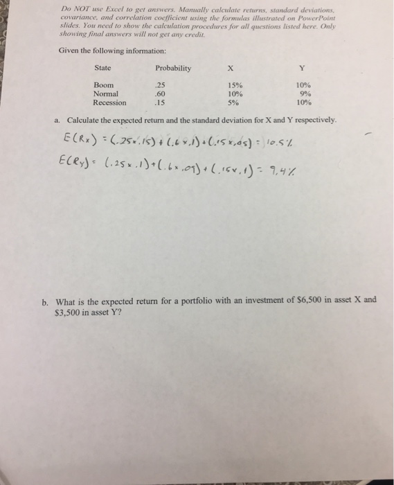  b. What is the expected return for a portfolio with an