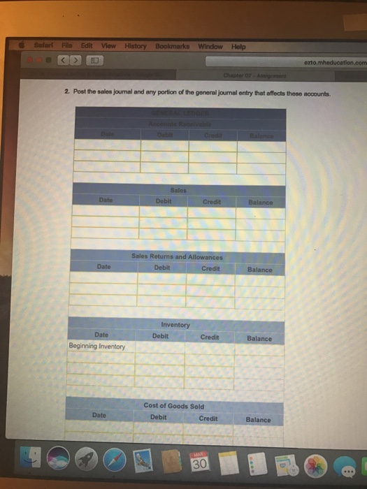 May, the salesjournal of Mountain View appears as folows. Assume beginning inventory