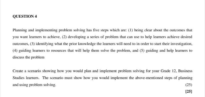  please help with the above qustion QUESTION 4 Planning and implementing