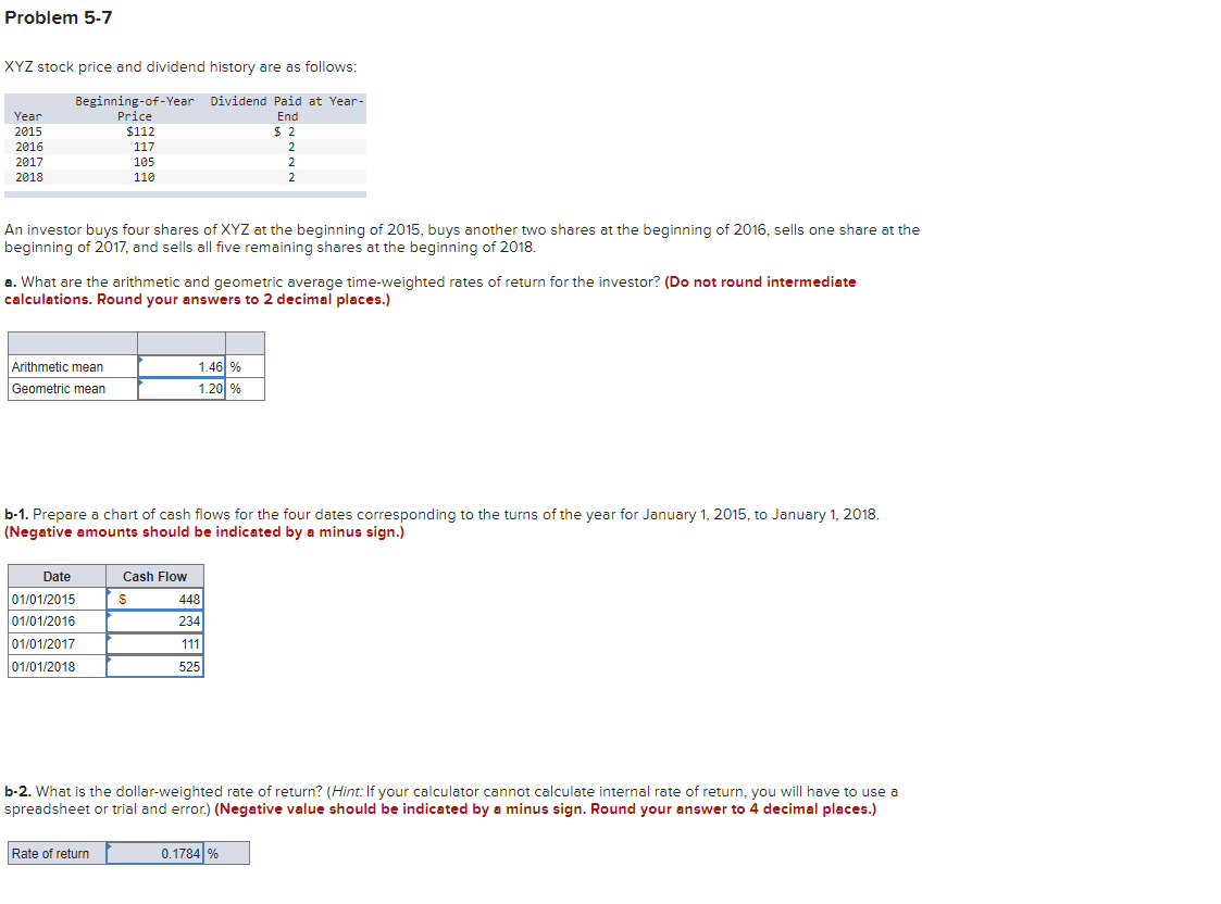 Please show steps by steps on an excel sheet XYZ stock price