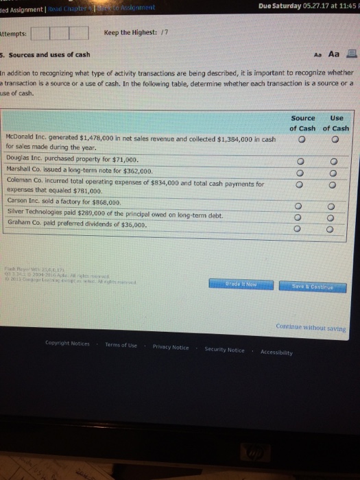 Keep the Highest 16 Aa Aa 3. Statement of cash flows The