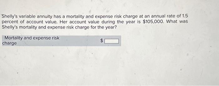 Shelly's variable annuity has a mortality and expense risk charge at