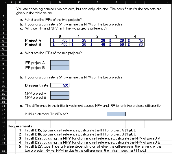 Please show excel formulas and use cell references Thank you You