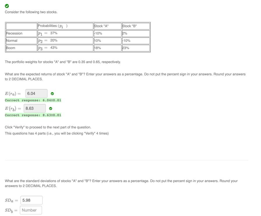 Need answer for the standard deviation for a and b Consider the