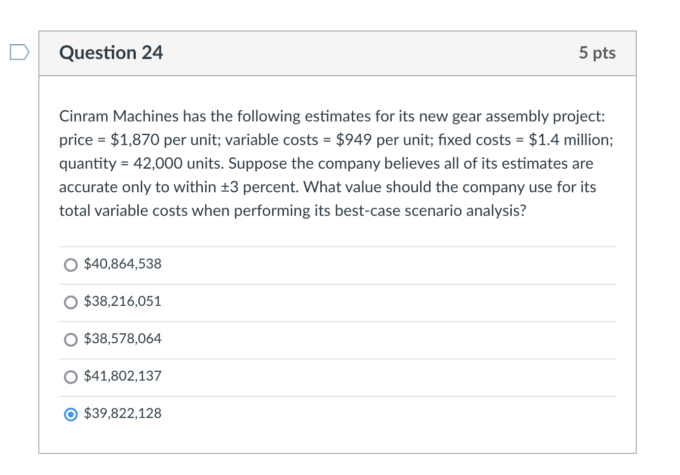 PLEASE DO IT BY EXCEL!!!! THANKS!!! Question 24 5 pts = Cinram