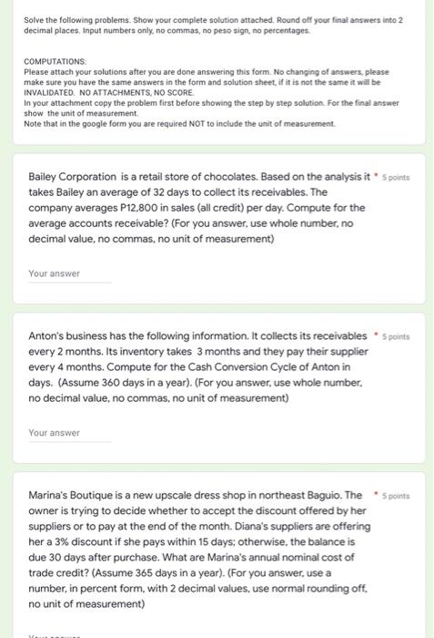 please show, step by step solution Solve the following problems. Show your