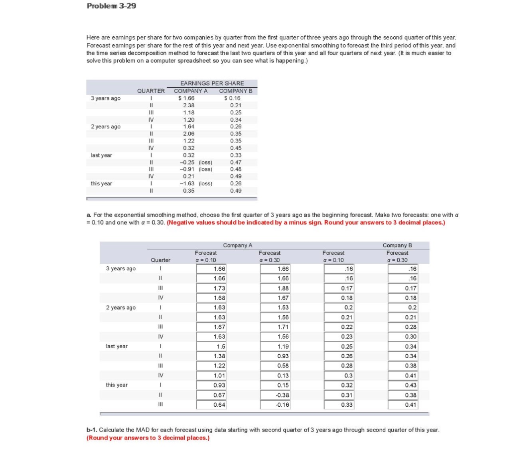 what is part c? Problem 3-29 Here are earnings per share