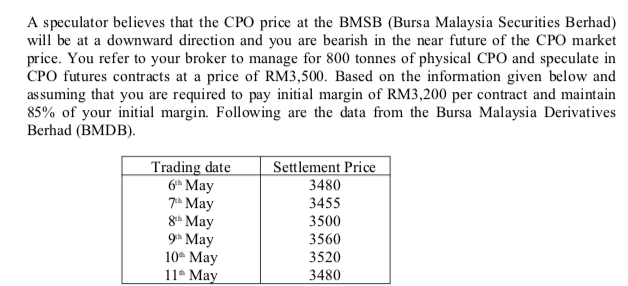  a) Compute the contract value, initial margin and maintenance margin. b)