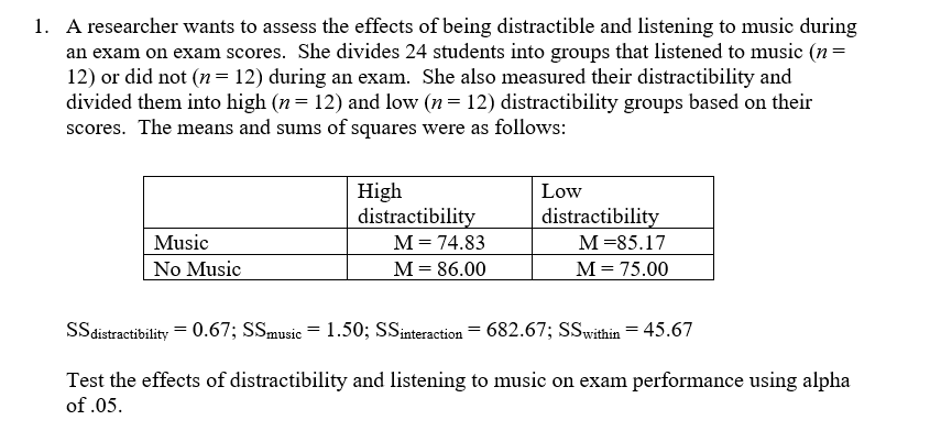State which statistical test you should use (e.g., 2 X 4 factorial