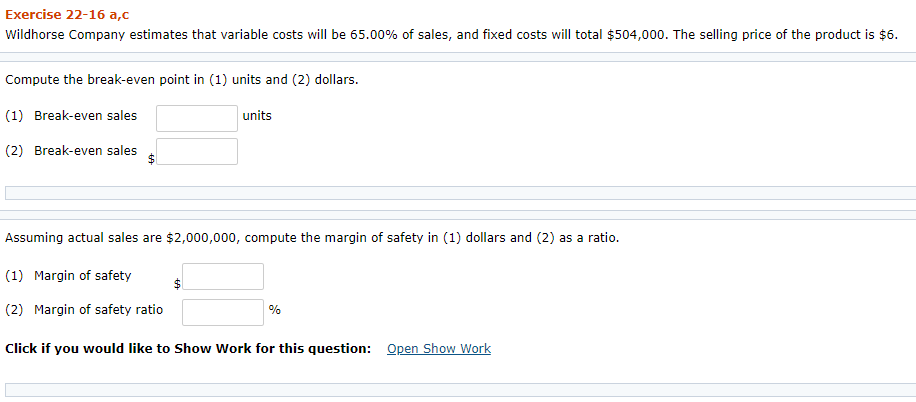  PLEASE SHOW ALL STEPS IF POSSIBLE. THANK YOU! Exercise 22-16 a,c