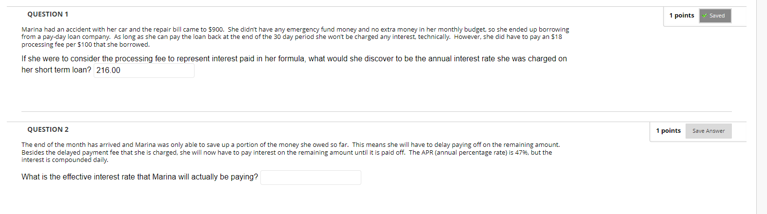 I did 1, I just need 2... processing fee per $100 that