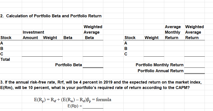 market index, E(Rm), will be 10 percent, what is your portfolio's required