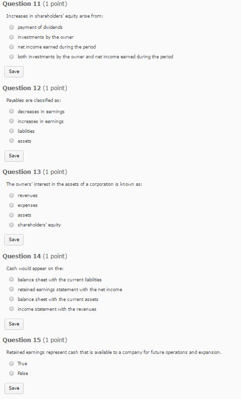  need help with basic financial system class. Question 11 (1 point)